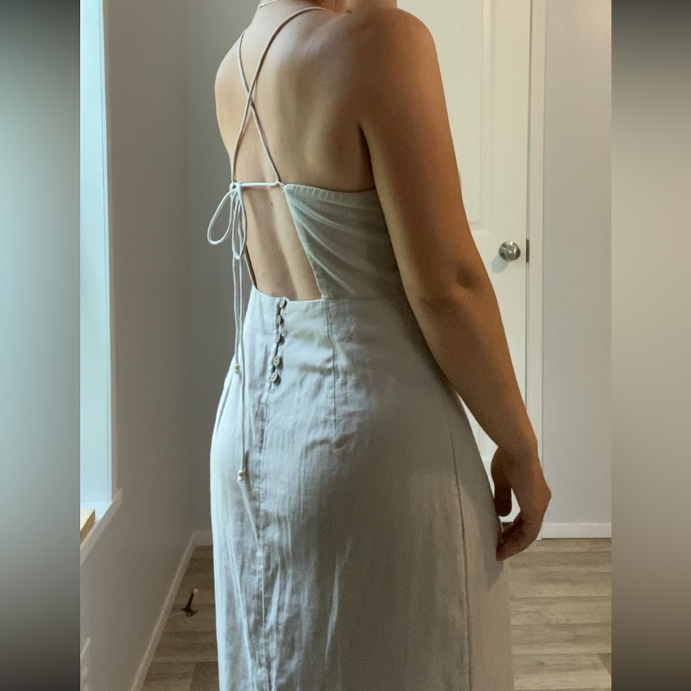 Free People light sage green strappy back midi dress